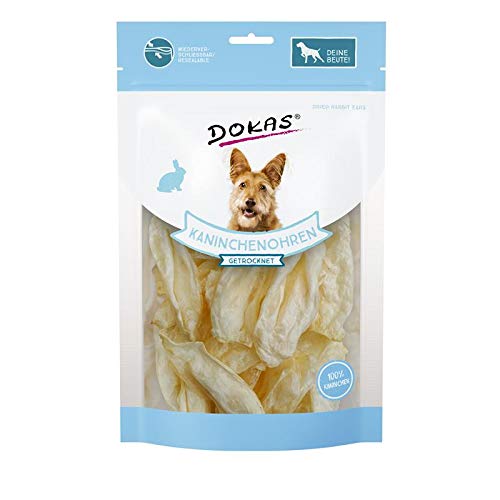 Dokas Dog Kaninchenohren für Hunde - Ohne Fell - Getrocknet - 7 x 70g von Dokas