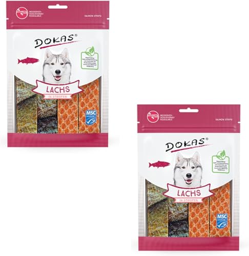 Dokas Dog LACHS in Streifen für Hunde - Doppelpack - 2 x 100g von Dokas