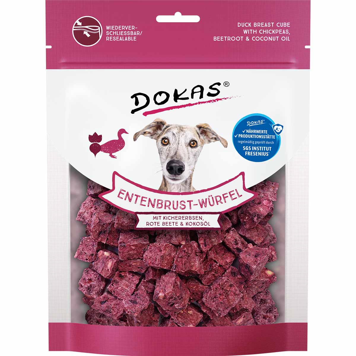 Dokas Entenbrust-Würfel mit Kichererbsen, Rote Beete & Kokosöl 8x150g von Dokas