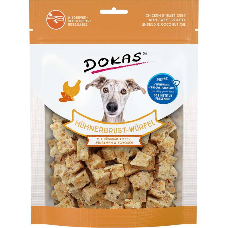 Dokas Hühnerbrust-Würfel mit Süsskartoffel, Leinsamen & Kokosöl 150g von Dokas