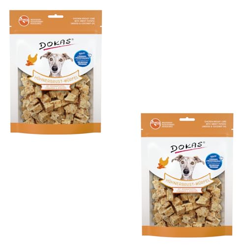 Dokas Hühnerbrust-Würfel mit Süßkartoffel, Leinsamen & Kokosöl | Doppelpack | 2 x 150 g | Gefriergetrockneter Snack für Hunde | Besonders reich an hochwertigen Proteinen von Dokas