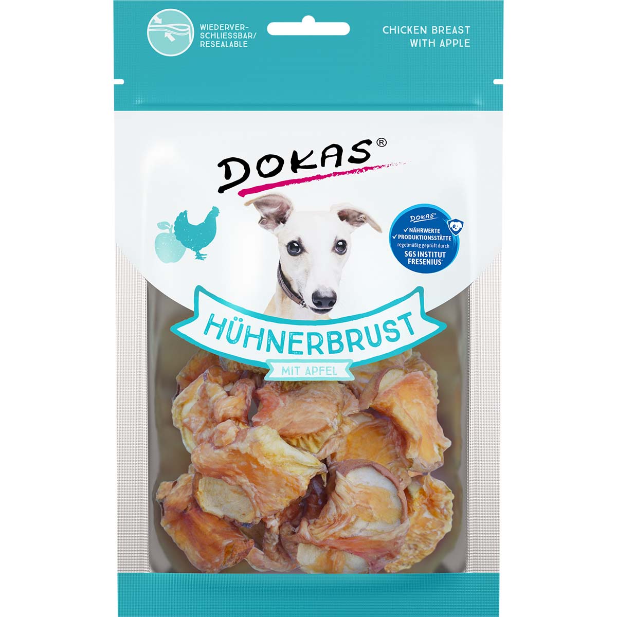 Dokas Hundesnack Hühnerbrust mit Apfel 8x70g von Dokas