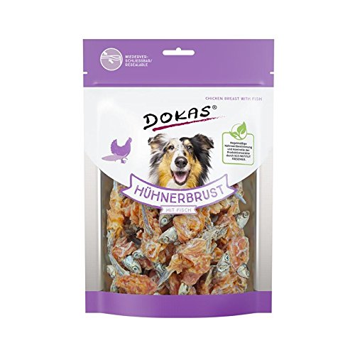 Dokas Hundesnack Hühnerbrust mit Fisch 220g - Sie erhalten 6 Packung/en; Packungsinhalt 220 g von Dokas