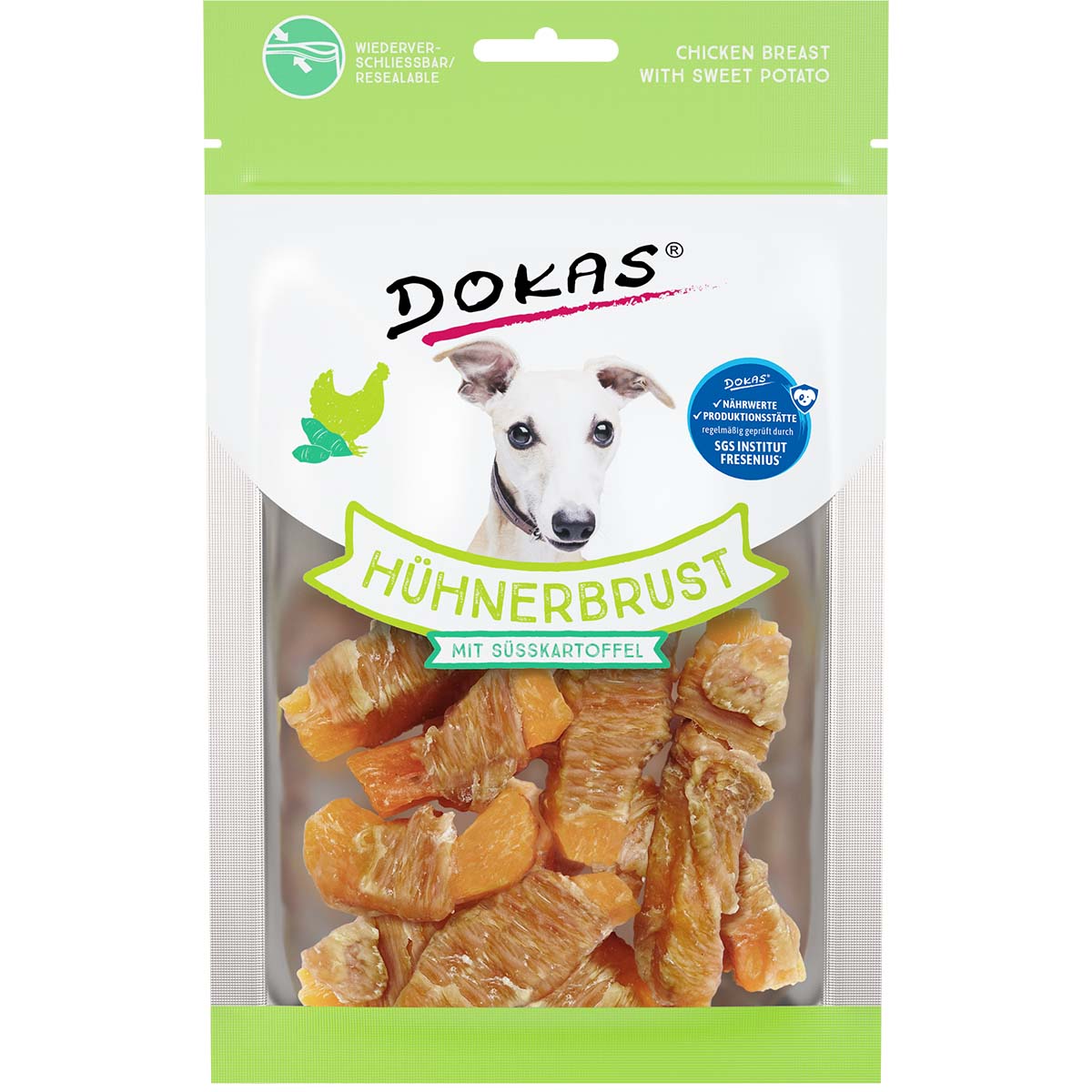 Dokas Hundesnack Hühnerbrust mit Süßkartoffel 5x70g von Dokas