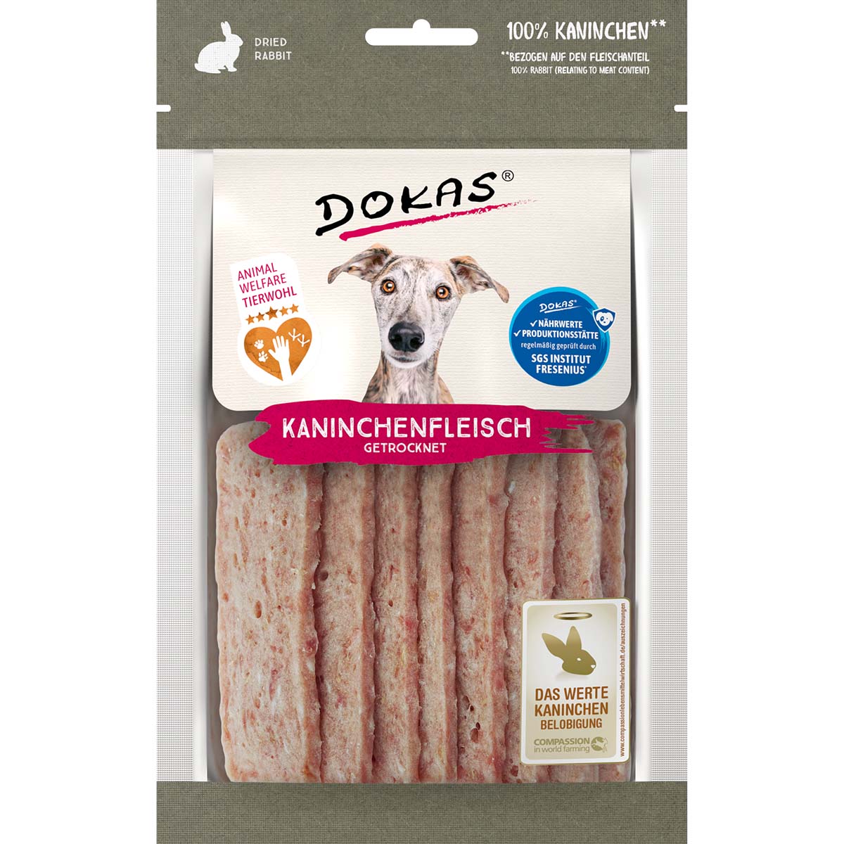 Dokas Hundesnack Kaninchenfleisch getrocknet 12x70g von Dokas