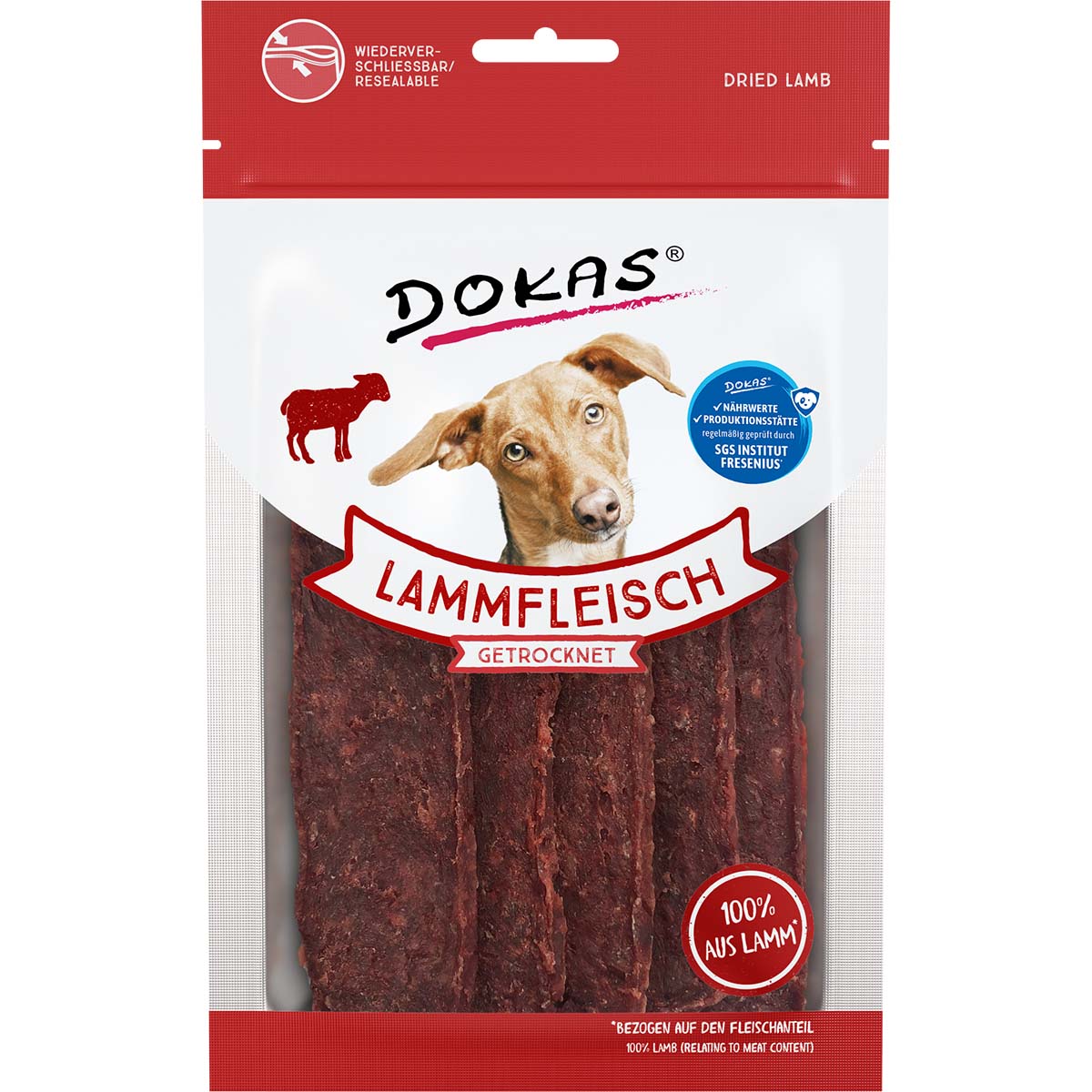 Dokas Hundesnack Lammfleisch getrocknet 70g von Dokas