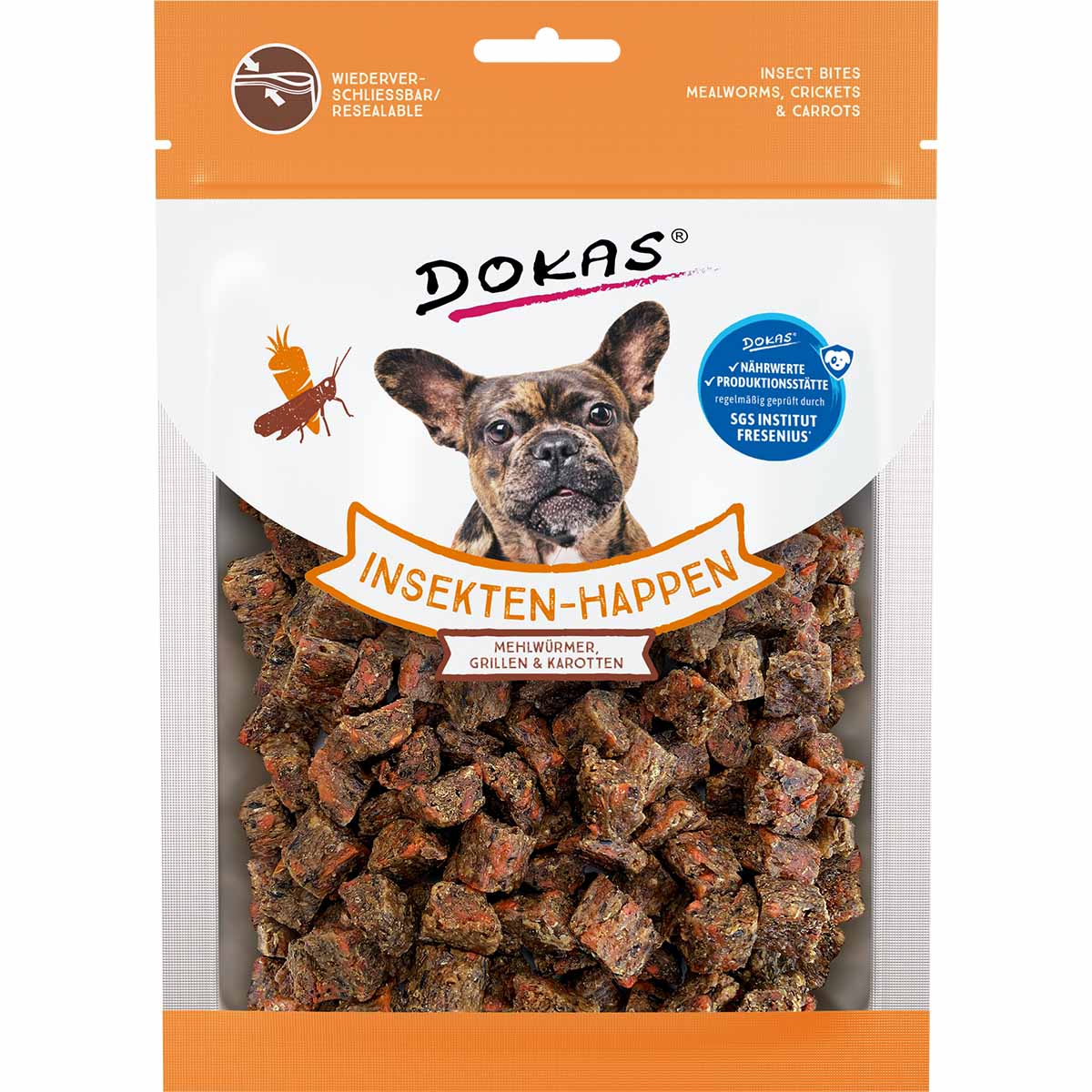 Dokas Insekten-Happen Mehlwürmer, Grillen, Karotte 5x100g von Dokas