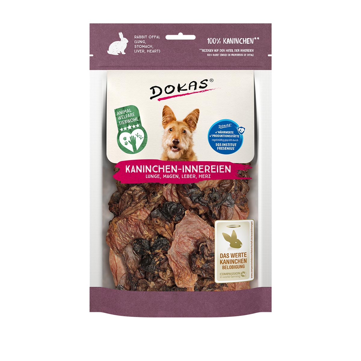 Dokas Kaninchen-Innereien Lunge, Magen, Leber, Herz 7x100g von Dokas