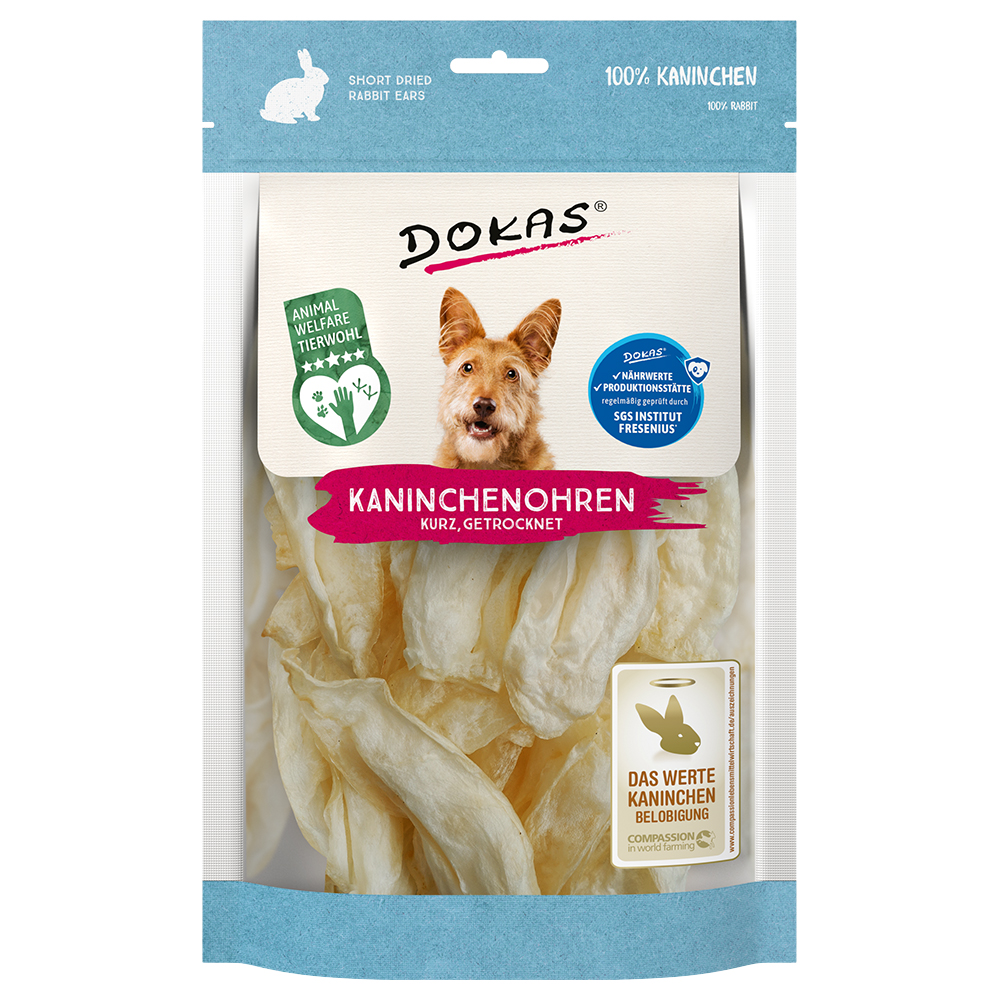 Dokas Kaninchenohren Ohne Fell Getrocknet - Sparpaket: 4 x 70 g von Dokas