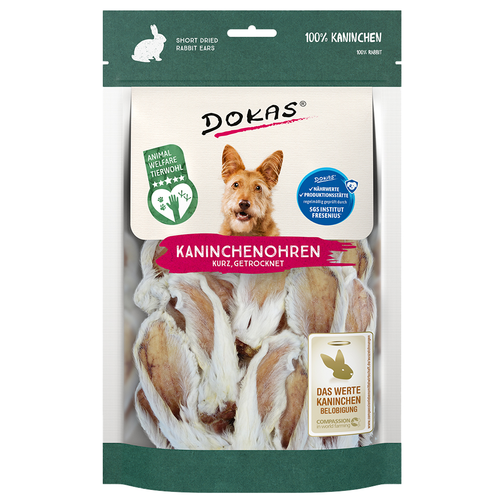 Dokas Kaninchenohren mit Fell - Sparpaket: 3 x 100 g von Dokas