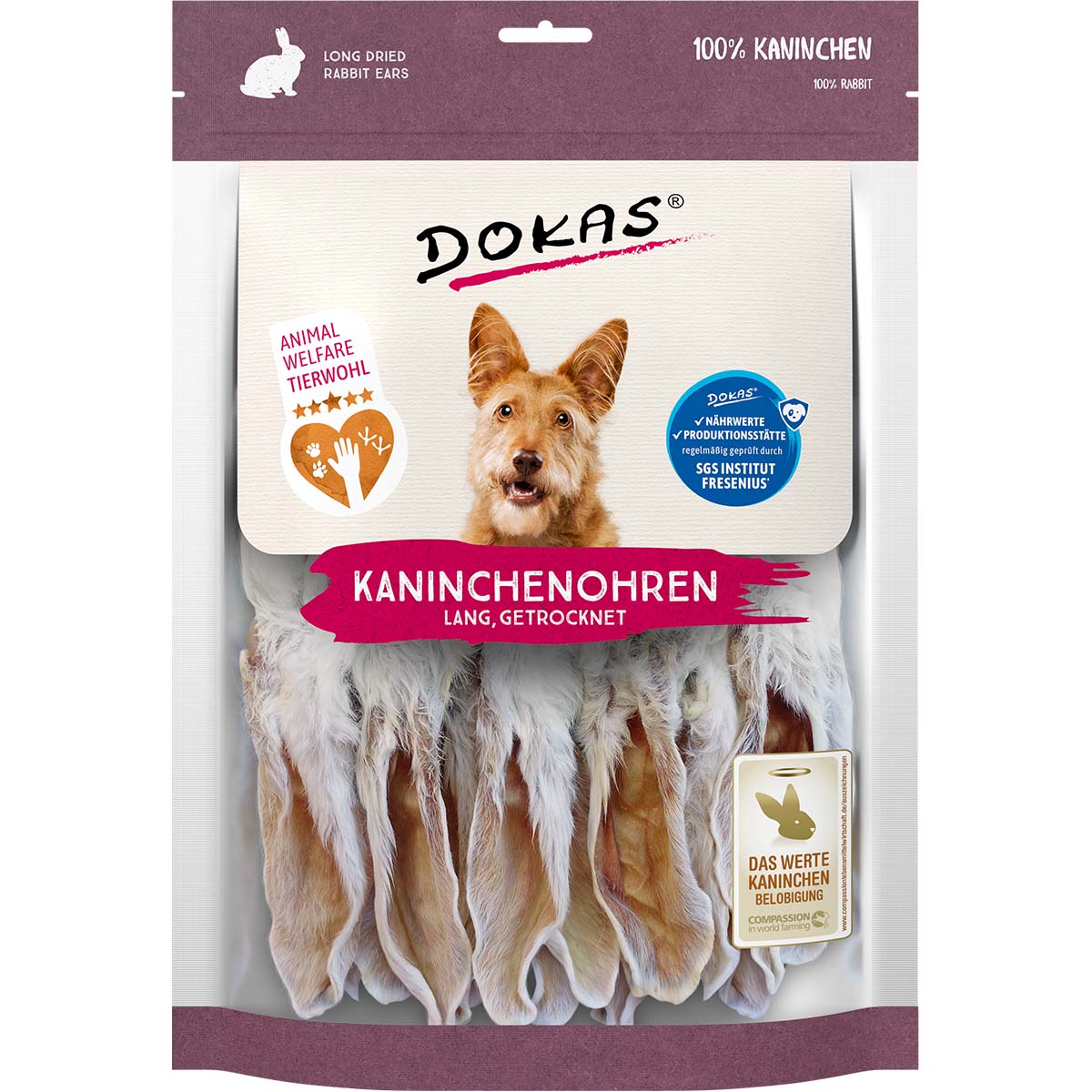 Dokas Kaninchenohren mit Fell getrocknet 180g von Dokas