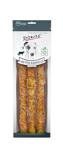 Dokas Dog Snack 1 m Kaurolle aus Rinderhaut mit Huhn - 8 x 315g von Dokas