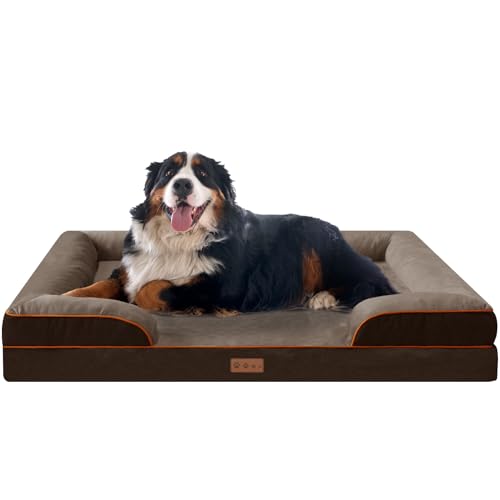 Dokdogs Orthopädisches XXL-Hundebett, waschbares Hundesofabett für riesige Hunde, Memory-Schaum, Haustier-Couch-Bett mit abnehmbarem, waschbarem Bezug, wasserdichtem Futter und rutschfester Unterseite von Dokdogs