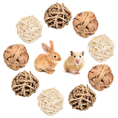 Dokeno 9 Stück Kaubälle für Kleintiere, Kauspielzeug - Perfektes Spielzeug für Kaninchen, Meerschweinchen & Hamster, Zahnfleisch Massagen, Sicher und Umweltfreundlich - Spaß Kleintierspielzeug - 6cm von Dokeno