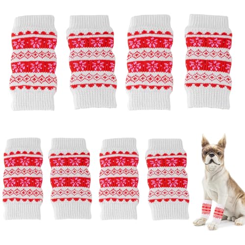 Dolahovy 8 Stück Hunde Ellenbogenschutz,Warme Hundebein Socken Elastischer gestrickter Beinwärmer für Haustiere Beinwundenschutz für Haustiere für kleine mittelgroße Hunde und Katzen von Dolahovy