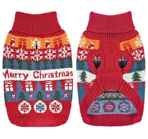 Dolahovy Hund Pullover Schneeflocke Pullover Welpen Mantel Hunde Stricken Weihnachten Winter Kleidung Outfit Xmas Hund Pullover Fleece Hund Anzug für kleine mittlere Hunde Katzen Chihuahua Red L von Dolahovy