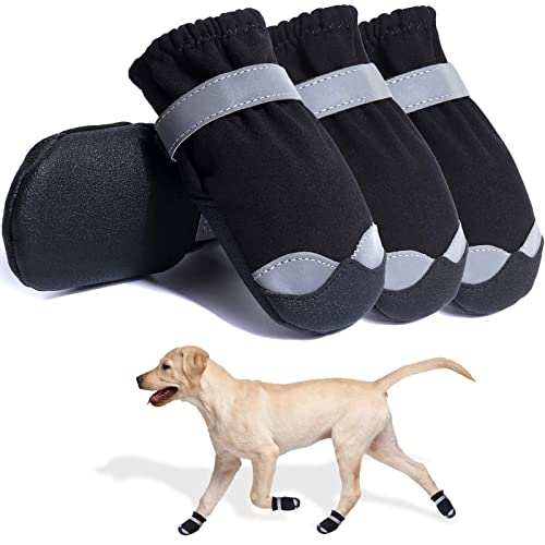 Hundeschuhe, Stiefel und Pfotenschutz, Schnee, Winter, große und mittelgroße Hunde, wasserdicht, Wandern, Schwarz, Größe 6 von Dolebean