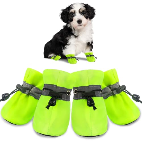 Hundeschuhe für kleine, mittelgroße Hunde und Welpen, Pfotenschutz, Hundeschuhe für heiße Gehwegstiefel, rutschfest, Hellgrün, 7 von Dolebean