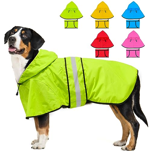 Dolitego Hunde Regenmantel - Reflektierender Hunderegenmantel, wasserdichte Hundejacke Verstellbare Hunderegenjacke mit Kapuzenpullover, Leichter Hundeponcho Slicker für kleine mittelgroße große Hunde von Dolitego