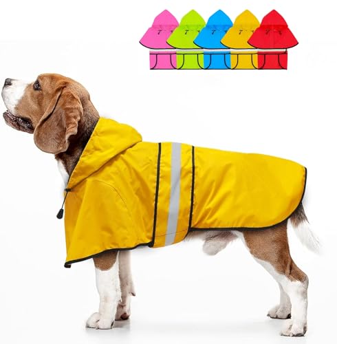 Dolitego Hunderegenmantel - Reflektierender Hunderegenmantel, wasserdichte Hundejacke, verstellbare Hunderegenjacke mit Kapuze, leichter Hundeponcho für kleine, mittelgroße und große Hunde (klein, von Dolitego