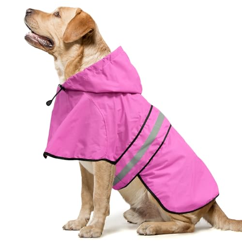 Domagiker Wasserdichter Hunde-Regenmantel – Regenmäntel mit Kapuze für Hunde, verstellbar, reflektierend, winddichte Hunderegenjacke, Haustier-Regenponcho für kleine, mittelgroße und große Hunde von Domagiker