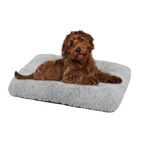 Domarex Flauschiges und Weiches Hundebett & Katzenbett 100x70 cm - Komfortables Liegekissen für Haustiere, Einfach zu Reinigen, Hochwertige Materialien - grau von Domarex