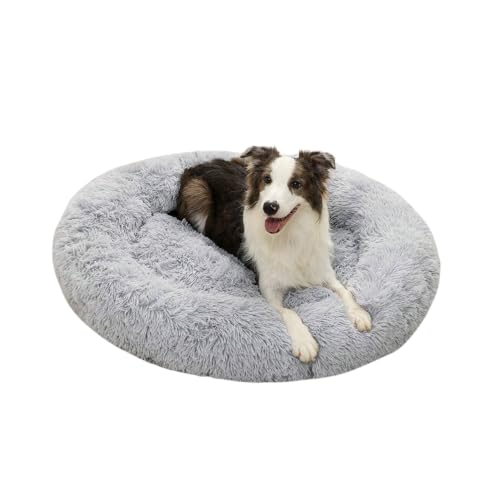 Domarex Gemütliches XXL Hundebett und Katzenbett – Flauschige Shaggy Kissen, 110 cm – Weich, Robust und Leicht zu Reinigen - grau von Domarex