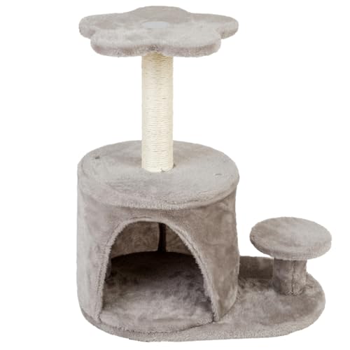 Domarex Kratzbaum Katzenkratzbaum Homely 45x28x53 cm - Kratzbaum mit Haus, Kratzsäule und Plattform, stabile Konstruktion, weiche Materialien, einfache Reinigung, ideal zum Spielen und Krallenwetzen von Domarex