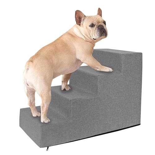 Domarex Stabile Hundetreppe mit 4 Stufen - 40x60x30 cm - rutschfeste und Wasserabweisende Rampe für kleine Hunde und Katzen von Domarex