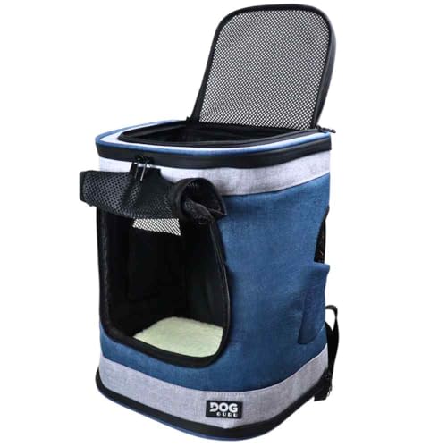 Domarex Transport-Rucksack Jack für Katze und Hund - Sicher und Bequem, bis zu 12 kg, Marineblau, Belüftung, Ergonomisch, Leicht zu Reinigen, Mit Integrierter Leine, 32,5x30x43 cm - Marineblau von Domarex