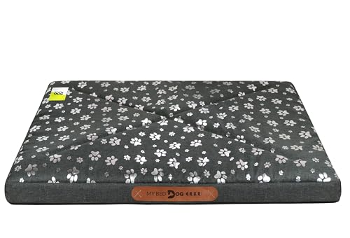 Domarex Wasserdichtes XL Hundebett 100x70x5 cm – Robustes und bequemes Hundekissen mit Reißverschluss und einfacher Reinigung - Silberne Pfoten von Domarex