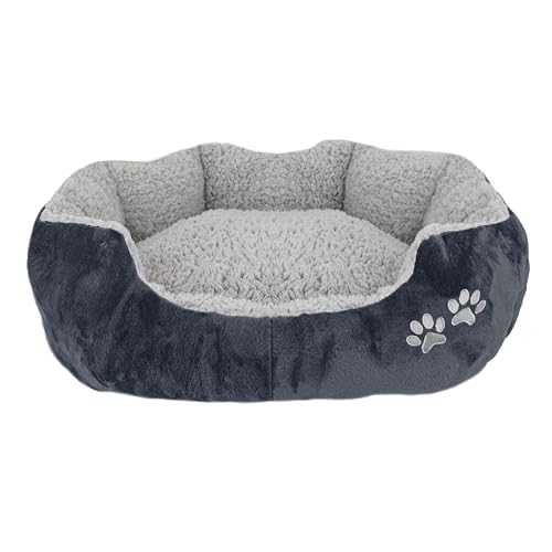 Domarex Weiches Hundebett/Katzenbett Snoozy M/XL für Hunde und Katzen jeden Alters – Flauschige und warme Schlafstätte, rutschfest, idealer Komfort für Haustiere - 57x52 cm - Grau/Grafit von Domarex