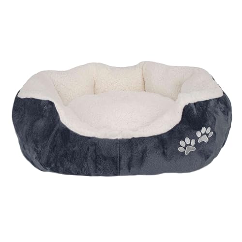 Domarex Weiches Hundebett/Katzenbett Snozzy M/XL – Flauschige und warme Schlafstätte, rutschfest, idealer Komfort für Haustiere - 57x52 cm - Weiß/Grafit von Domarex