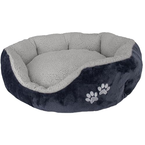 Domarex Weiches Hundebett/Katzenbett Snoozy M/XL für Hunde und Katzen jeden Alters – Flauschige und warme Schlafstätte, rutschfest, idealer Komfort für Haustiere - 70x64 cm - Grau/Grafit von Domarex