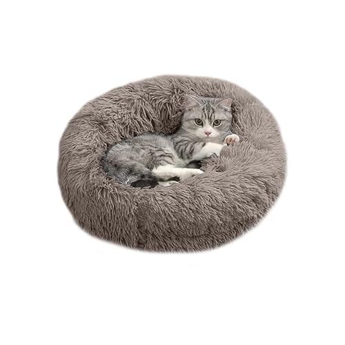 Domarex Weiches rundes Kuschelbett für Hunde und Katzen - DOGGURU Haustierkissen, 40 cm, rutschfest, bequem und pflegeleicht - Beige von Domarex