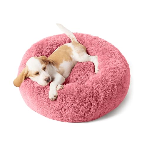 Domarex Hundebett/Katzenbett Weiches rundes Kuschelbett für Hunde und Katzen - DOGGURU Haustierkissen, 40 cm, rutschfest, bequem und pflegeleicht, idealer Komfort für Haustiere - Rosa von Domarex