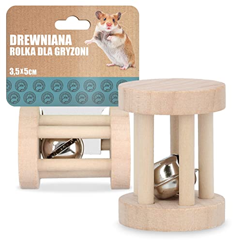 Holzspielzeug für Nagetiere mit Glocke 3,5 cm x 5 cm Glocke Rolle Beißring Spaß Beißring Hamster Ratte Kaninchen Chinchilla Sound Interaktiv Kaninchen von Domee