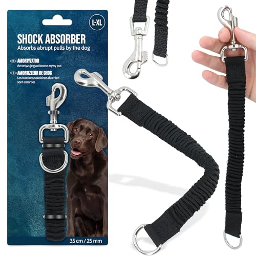 Hund Leine Absorber Seil Leinen Hund Zu Fuß Verlängerung Reflektierende Stoßdämpfer Ruckdämpfer Elastische Leinenverlängerung Zugdämpfung Spazierengehen Joggen Radfahren (L-XL) von Domee