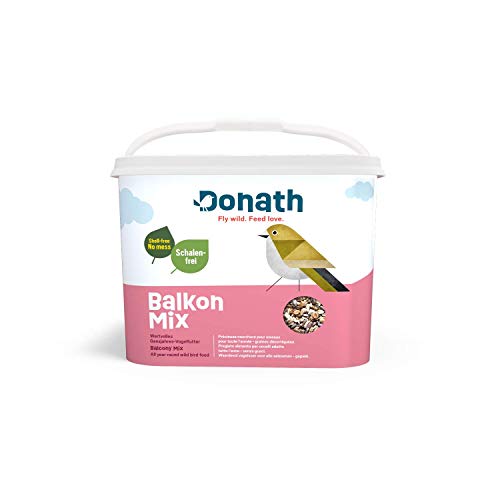 Donath Fly wild. Feed love. Donath Balkon Mix - schalenfreie Mischung für einen sauberen Balkon - wertvolles Ganzjahres Wildvogelfutter - aus unserer Manufaktur in Süddeutschland - 5 Kg Eimer von Donath