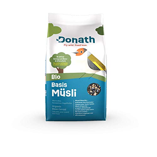 Donath Bio Basis Müsli - unser Bio Streufutter Mix für alle körnerfressenden Feinschmecker - Vitamin- und eiweißreich - Ganzjahres Wildvogelfutter - aus unserer Manufaktur in Süddeutschland - 1Kg von Donath