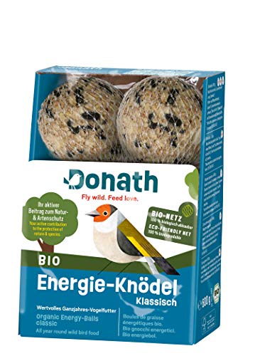 Donath Bio Energie-Knödel Klassisch im Bio-Netz - 6 Meisenknödel a 100g - kraftspendendes Fett - Ganzjahres Wildvogelfutter - aus unserer Manufaktur in Süddeutschland - 6er Karton von Donath