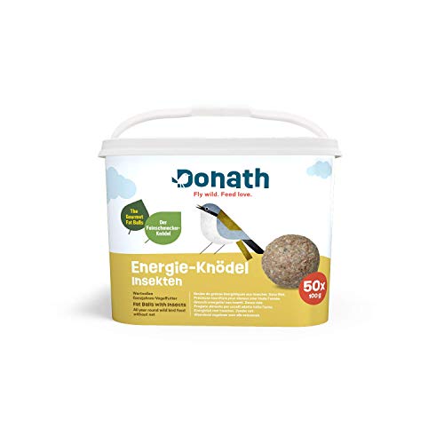 Donath Fly wild. Feed love.Donath Energie-Knödel Insekten ohne Netz -Meisenknödel ohne Netz-100g je Knödel der Feinschmecker-Knödel -Ganzjahres Wildvogelfutter -aus unserer Manufaktur in Süddeutschland -50er Eimer von Donath