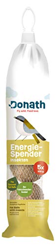 Donath Energie-Spender Insekten - 5 Meisenknödel im praktischen Spender zum Aufhängen (5x100g) - wertvolles Ganzjahres Wildvogelfutter - aus unserer Manufaktur in Süddeutschland von Donath