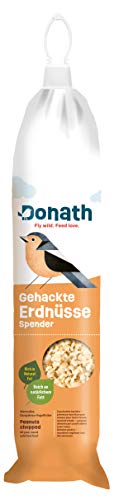 Donath Energie-Spender Erdnüsse - 500g - im praktischen Spender zum Aufhängen - reich an natürlichem Fett - wertvolles Ganzjahres Wildvogelfutter - aus unserer Manufaktur in Süddeutschland von Donath
