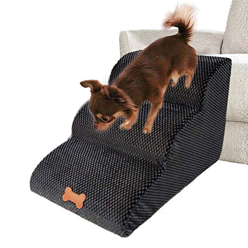 Haustiertreppe für kleine Hunde - Hundetreppe für Hochbett Sofa - 3 Stufen Hunderampe für kleine große Hunde und Katzen - Tragbare Waschbare Abnehmbare rutschfeste Leiter Teppich Treppenstufe Sofa von Dongzhi