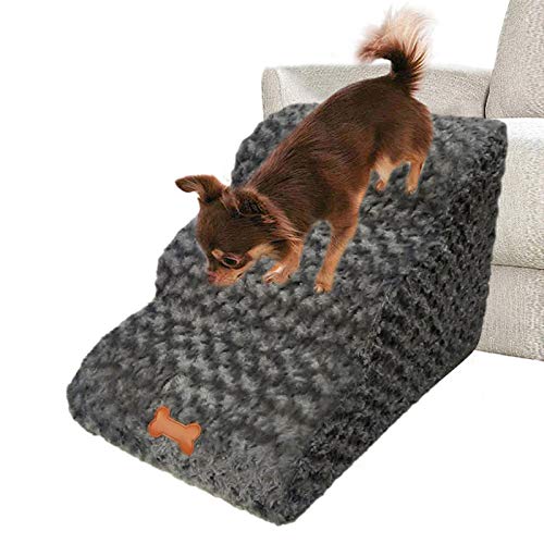 Haustiertreppe für kleine Hunde - Hundetreppe für Hochbett Sofa - 3 Stufen Hunderampe für kleine große Hunde und Katzen - Tragbare Waschbare Abnehmbare rutschfeste Leiter Teppich Treppenstufe Sofa von Dongzhi