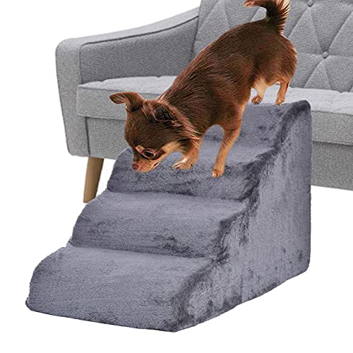 Haustiertreppe für kleine Hunde - Hundetreppe für Hochbett Sofa - 4 Stufen Hunderampe für Kleine Große Hunde und Katzen - Tragbar Waschbar Abnehmbar Rutschfeste Leiter Teppich Treppe Sofa Bett für von Dongzhi