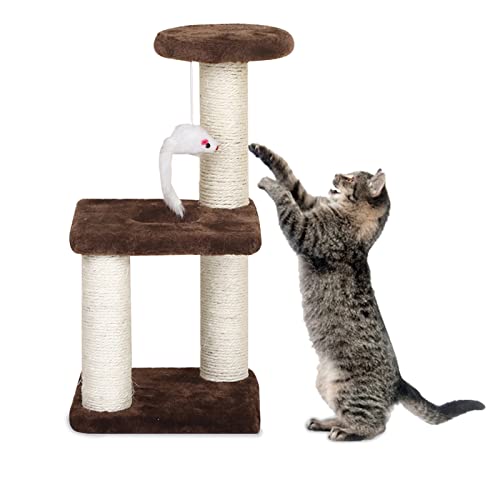 Kleiner Katzenbaum mit Sisal-Kratzstange, Katzenspielzeug für Indoor-Katzen, Katzenkratzbaum mit Katze Interaktives Spielzeug, Einfache Installation Katzenturm für Kleine Katze von Donmnemb