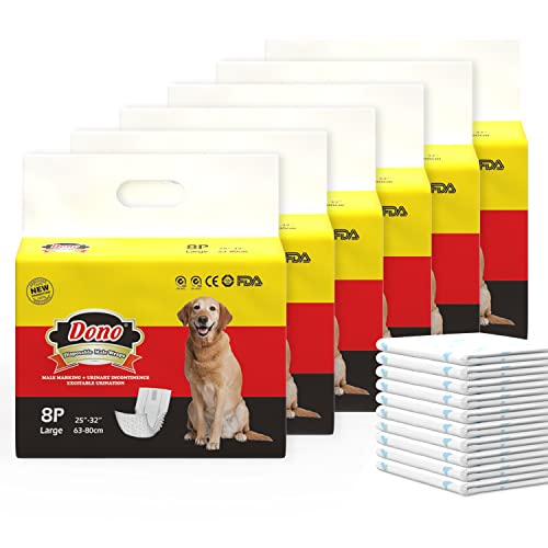 Dono Einweg-Windeln für Hunde, 48 Stück für Rüden, besonders saugfähig, L von Dono
