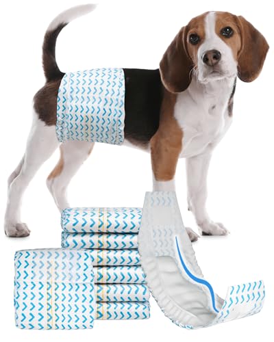 Dono Einwegwindeln für Rüden, mit Nässeindikator, super saugfähige Hundewindeln, 3D-konturierter Baumwollkern für bessere Absorption, auslaufsichere Bauchbänder, weiche und sichere Passform Dono Einwegwindeln für Rüden, mit Nässeindikator, super saugfähige Hundewindeln, 3D-konturierter Baumwollkern für bessere Absorption, auslaufsichere Bauchbänder, weiche und sichere Passform von Dono